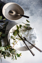 Wall Mural - Place setting with eucalyptus