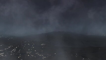 Wall Mural - ocean waves with misty stormy sky 4k loop features a view of a dark ocean with strong waves with mis