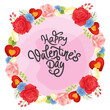 © oncombuntung - colored valentine heart and rose wreath flower decoration