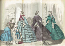 Beautiful Illustration From A Vintage 1861 Fashion Magazine