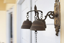 Old Vintage Bronze Metal Ring Bell Hang By The Door