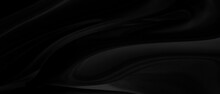 Black Gray Satin Dark Fabric Texture Luxurious Shiny That Is Abstract Silk Cloth Panorama Background With Patterns Soft Waves Blur Beautiful.