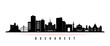 Bucharest skyline horizontal banner. Black and white silhouette of Bucharest, Romania. Vector template for your design.