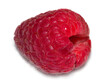 Bright red raspberry on a white background
