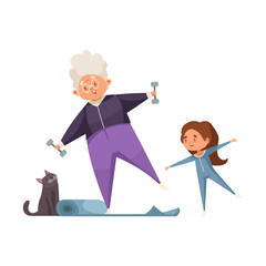 Canvas Print - Grandma Flat Illustration