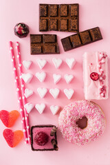 Wall Mural - sweets for Valentine's day, top view