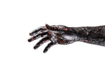 Wall Mural - Creepy zombie hand isolated on white background with clipping path