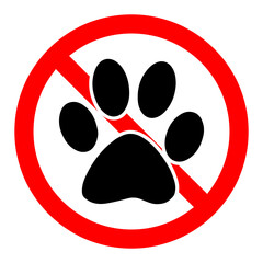 Wall Mural - Animal footprint is prohibited. Stop animal footprint icon. Vector illustration.