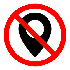 Wall Mural - no gps icon. map pointer ban icon. award is prohibited. vector illustration.
