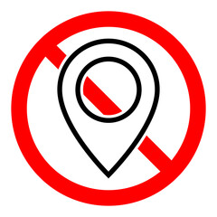 Wall Mural - no gps icon. map pointer ban icon. award is prohibited. vector illustration.