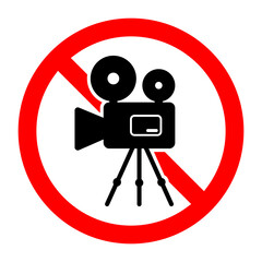 Wall Mural - No camera icon. Video camera is prohibited. Stop camera icon.