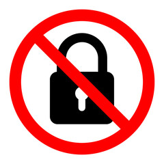 Canvas Print - no lock icon. blocking icon. lock is prohibited. vector illustration.