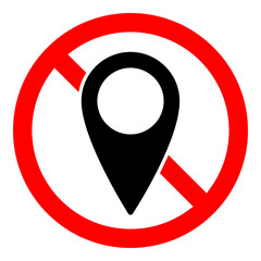 Wall Mural - no gps icon. map pointer ban icon. award is prohibited. vector illustration.