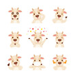 Cartoon Character Of The Ox, Emoticons Set, Year Of The Ox