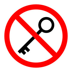 Canvas Print - key is prohibited. no key icon. stop key icon. vector illustration.