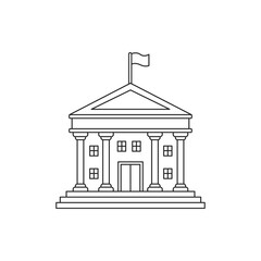 Wall Mural - City hall building vector illustration in simple line art style isolated on white background. Linear style of city hall icon