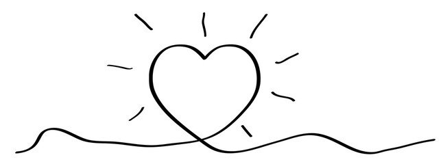 Wall Mural - heart icon. black heart shape in flat linear design. vector illustration.