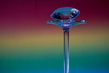 Canvas Print - Shot of an artificial diamond photographed on an upturned champagne glass