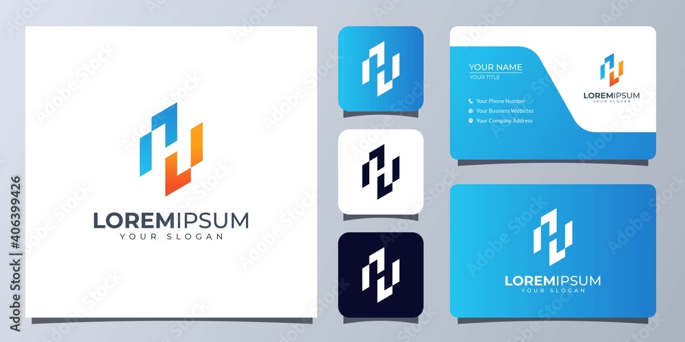 monogram letter h logo with business card template Stock Vector | Adobe ...