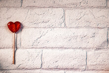 Red Heart On Brick Wall