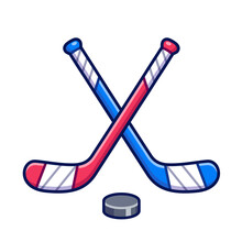 Ice Hockey Sticks And Puck