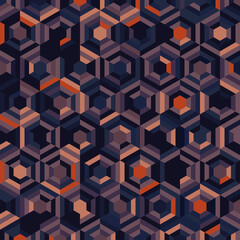 Wall Mural - Abstract hexagonal pattern design of color style seamless artwork template. Overlapping for geometric elements style background. illustration vector