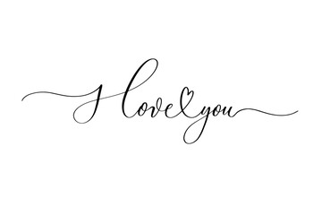 Wall Mural - i love you - handwritten inscription isolated on white background. valentine's day design.