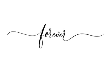 forever - handwritten inscription isolated on white background. valentine's day design.