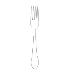 Fork line draw on white background, vector illustration