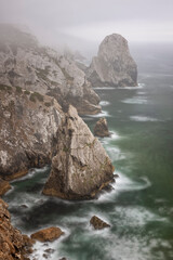 Sticker - Atlantic Cliff Rocks in long Explosure with Fog