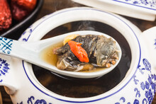 Chinese Cuisine: Morel And Turtle Stew Soup