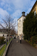 Canvas Print - Zagreb, Croatia-December 13th, 2020: Popular Zagreb landmark, Lotrscak tower, located in the Upper part of the city