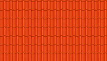 Vector seamless pattern of red roof tile. Red corrugated roof texture background. Orange roof tile for house covering. Vector illustration.