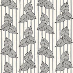 Wall Mural - Scandinavian seamless vector pattern with leaves in simple style