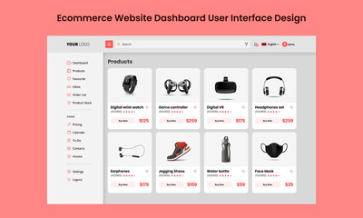 ecommerce website dashboard user interface design