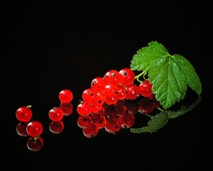 Wall Mural - Red currant on a black background