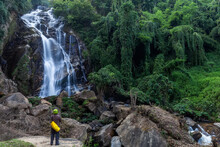 Mae Tia Waterfall Is The Most Beautiful Waterfall In Ob Luang National Park,Doi Kaeo, Chom Thong,Chiang Mai ,Thailand
