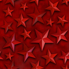 Canvas Print - Seamless star pattern, star on a red background. 3D render, illustration. Festive abstract concept. New year, christmas, textiles, paper