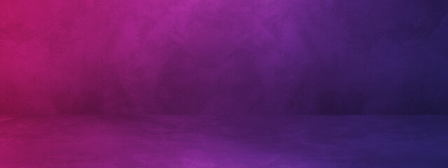 Empty black and purple concrete interior background banner