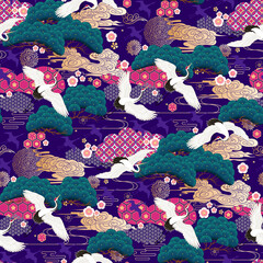 Plakat wzór azja sosna moda japonia