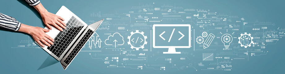 Web development concept with person using a laptop computer