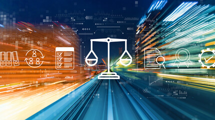 Wall Mural - legal advice service concept with abstract high speed technology motion blur
