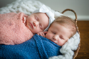 sleeping baby boy girl twins