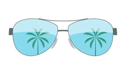 Sticker - Simple sun glasses with palm icon isolated on white background. Vector Illustration EPS10