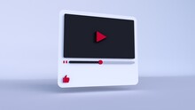 Frame Video Player 3d Design Or Video Media Player Interface. 3d Rendering
