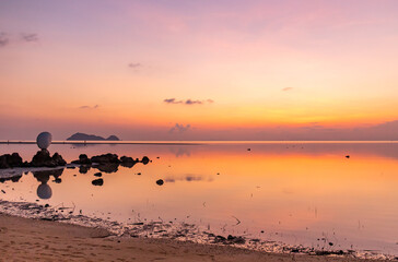 Canvas Print - Coucher de soleil sur la mer à Ko Pha Ngan, Thaïlande