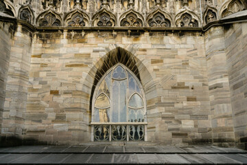 Closeup of Milan Cathedral in Milan, Italy