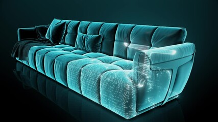 Canvas Print - Sofa Hologram Scanning 4k. High quality 4k footage