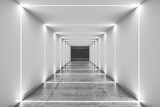 Fototapeta Perspektywa 3d - Abstract minimal interior background. Long tunnel