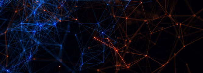 Aufkleber - Digital technology background. Network connection dots and lines. Futuristic background for presentation design. 3d